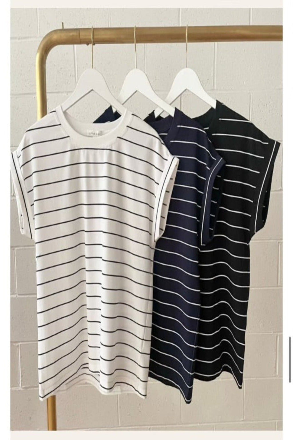 Rhodes Tee - Black with White Stripe