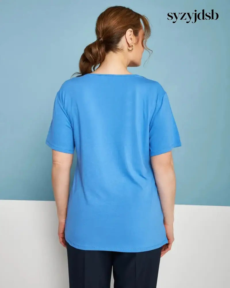 T-shirt in jersey di viscosa elasticizzata con applicazioni di strass LAVANDA - T-SHIRT