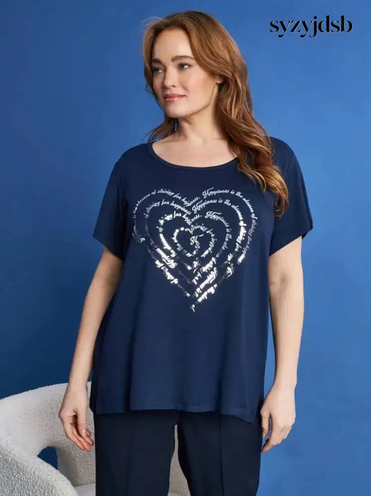 T-shirt in jersey di viscosa elasticizzata con stampa cuore - T-SHIRT
