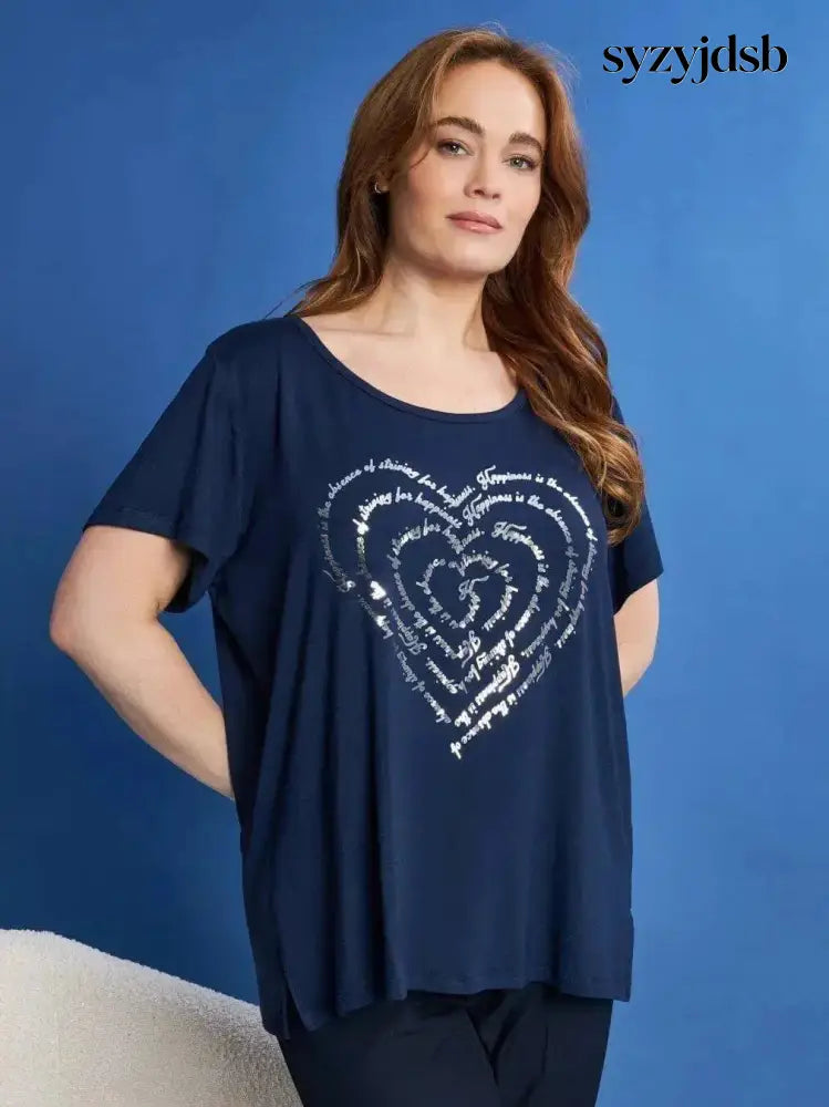 T-shirt in jersey di viscosa elasticizzata con stampa cuore - T-SHIRT