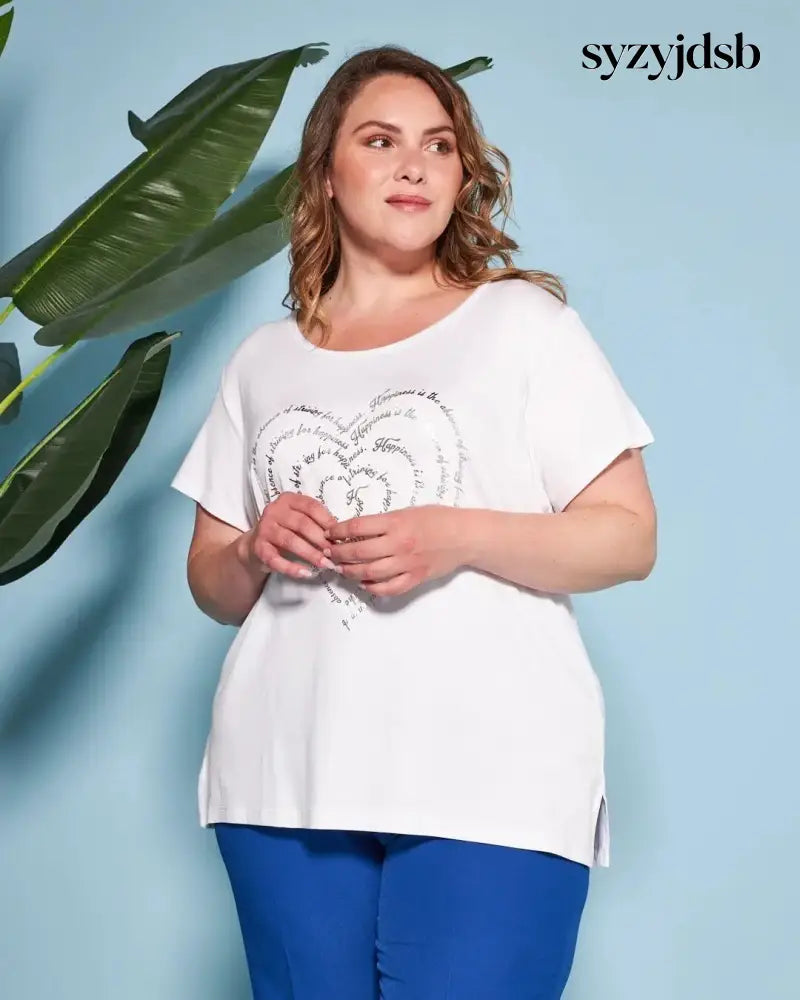 T-shirt in jersey di viscosa elasticizzata con stampa cuore BIANCO - T-SHIRT