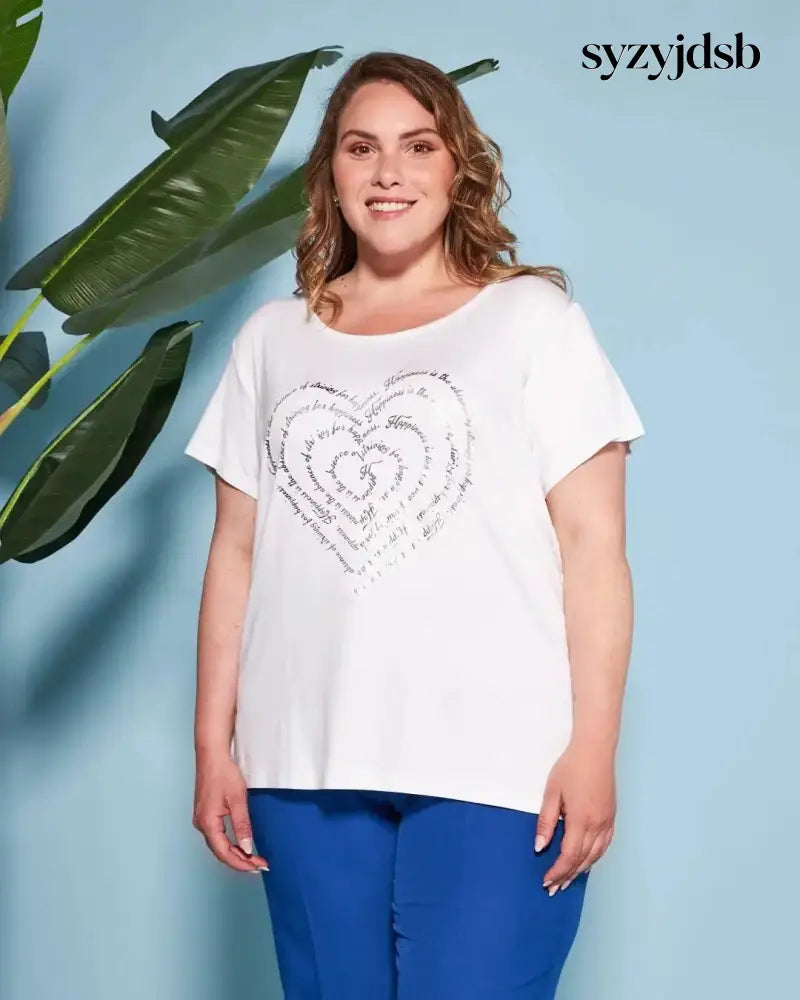 T-shirt in jersey di viscosa elasticizzata con stampa cuore BIANCO - T-SHIRT