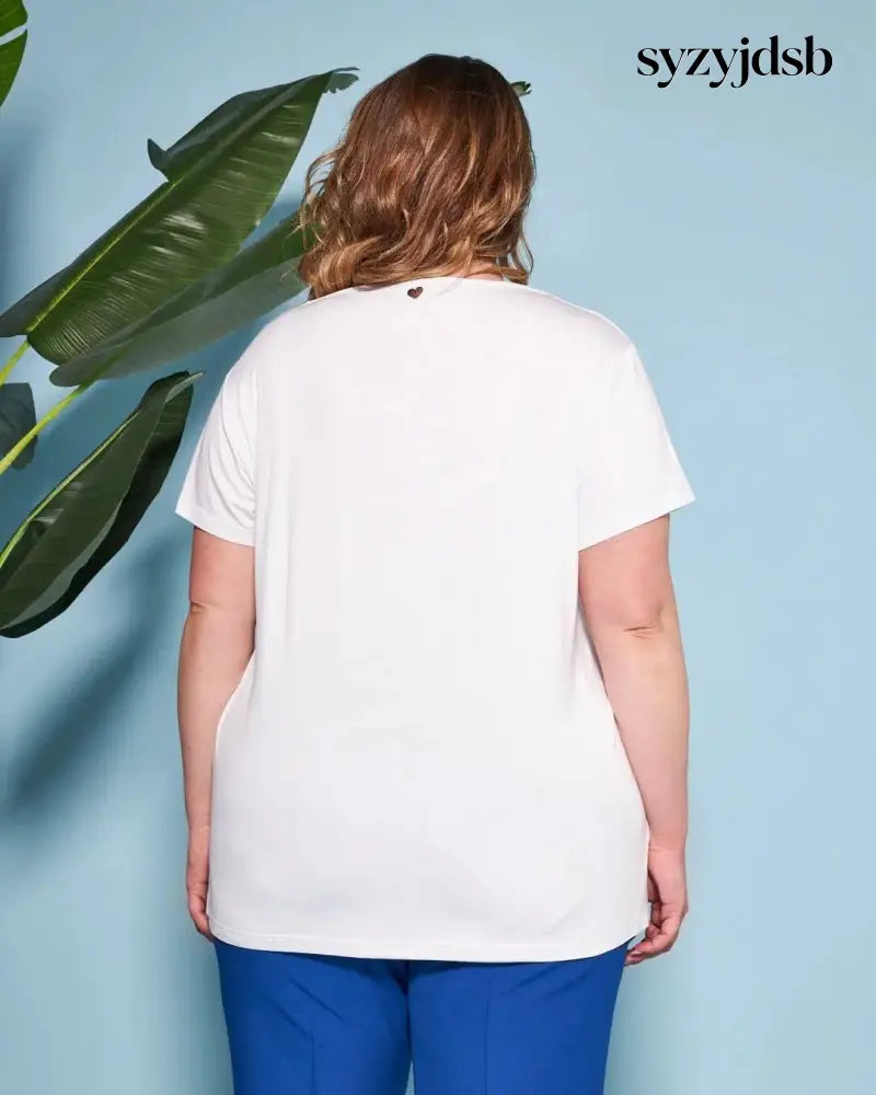 T-shirt in jersey di viscosa elasticizzata con stampa cuore BIANCO - T-SHIRT