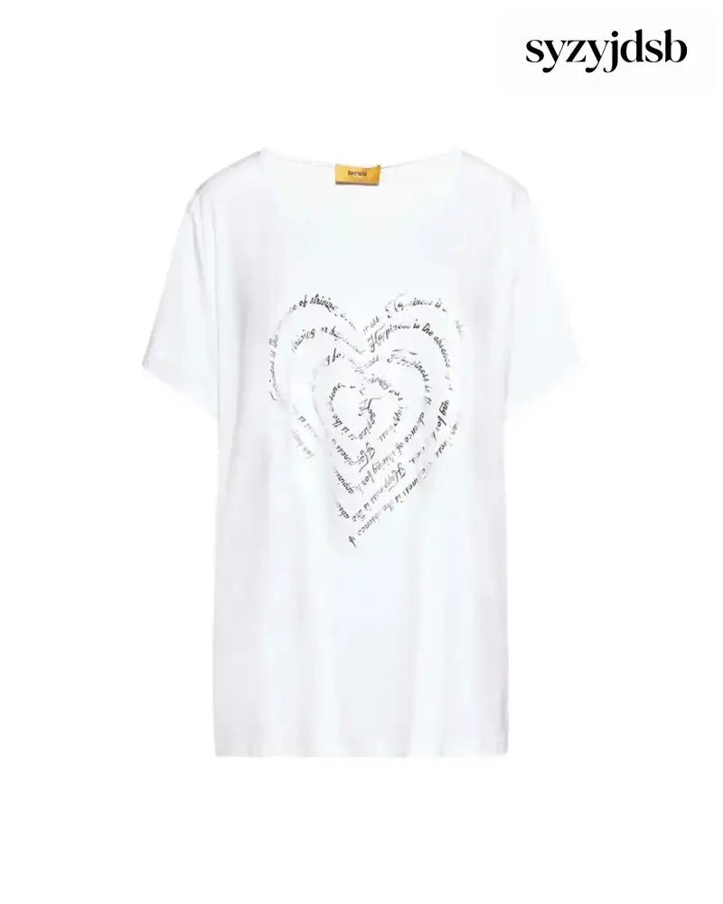 T-shirt in jersey di viscosa elasticizzata con stampa cuore BIANCO - M - T-SHIRT