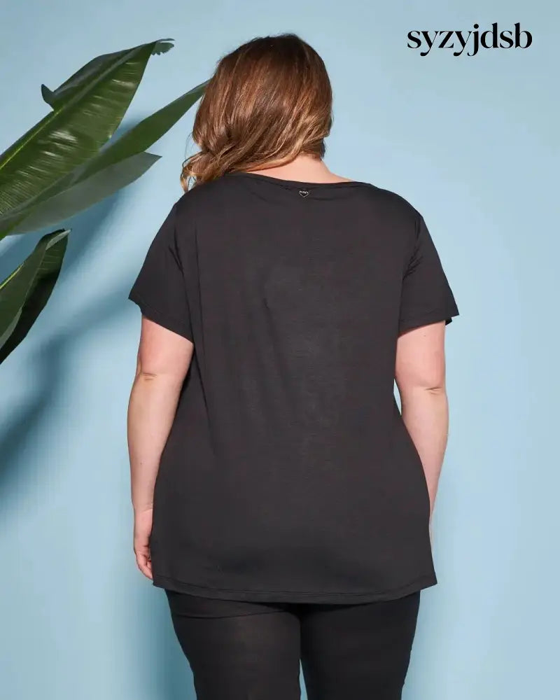 T-shirt in jersey di viscosa elasticizzata con stampa cuore NERO - T-SHIRT