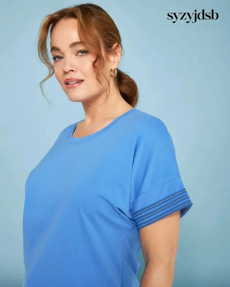T-shirt kimono in jersey di cotone elasticizzato con micro catene LAVANDA - T-SHIRT