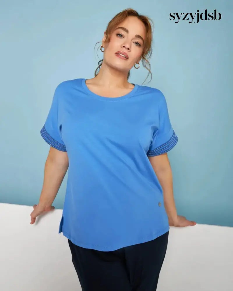 T-shirt kimono in jersey di cotone elasticizzato con micro catene LAVANDA - T-SHIRT