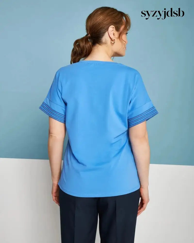 T-shirt kimono in jersey di cotone elasticizzato con micro catene LAVANDA - T-SHIRT