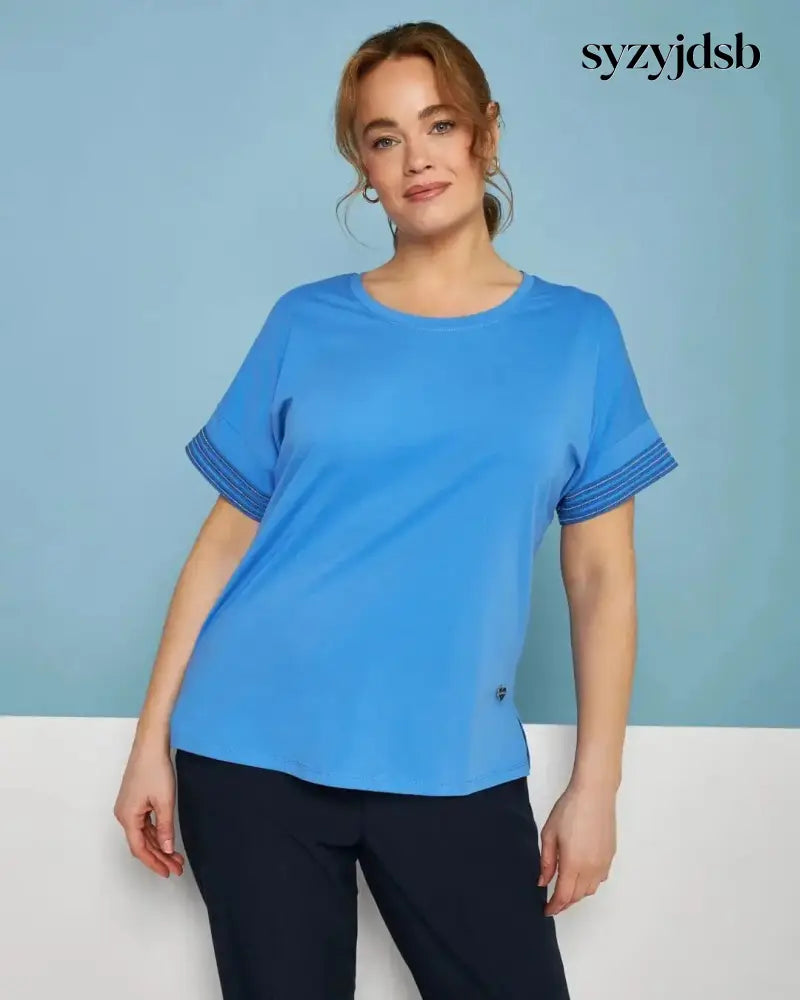 T-shirt kimono in jersey di cotone elasticizzato con micro catene LAVANDA - M - T-SHIRT