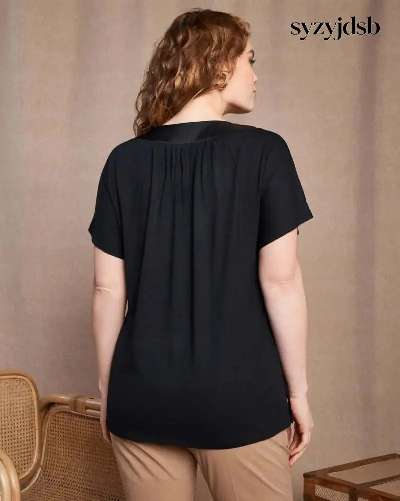 T-shirt kimono in jersey di viscosa elasticizzata con scollo a V con fantasia animalier BLACK - T-SHIRT