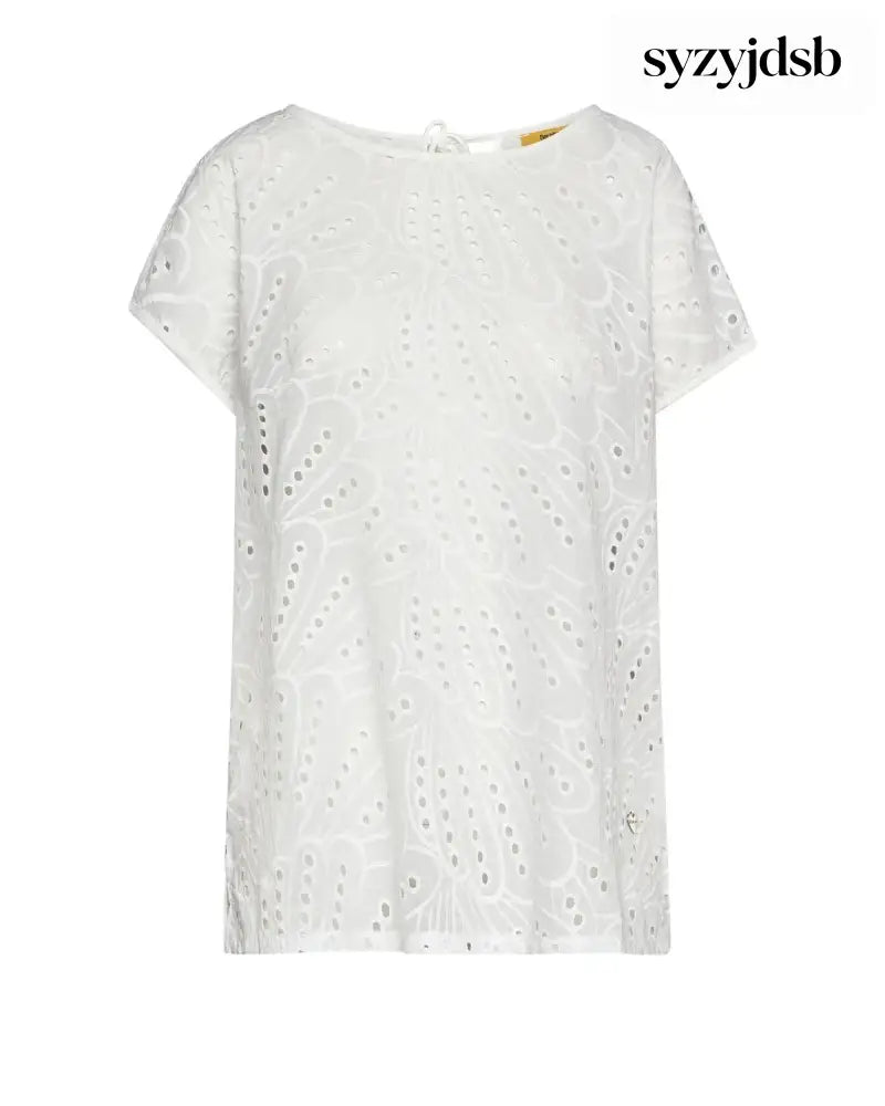 Tshirt bimaterica con davanti in sangallo BIANCO - T-SHIRT