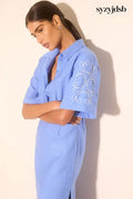 Zahra Embroidered Midi Dress - Dress