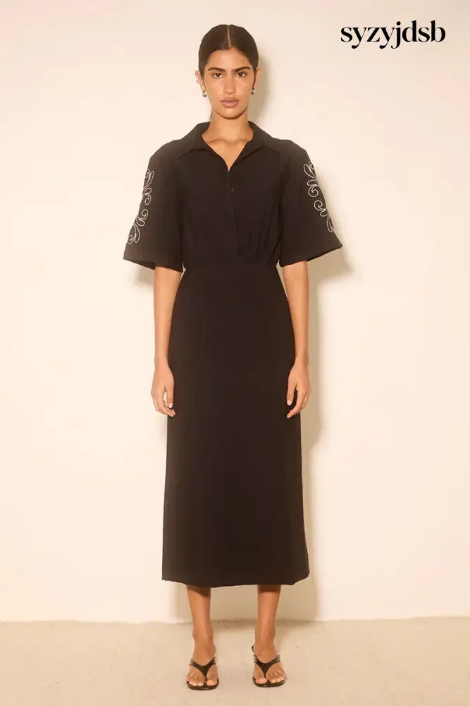 Zahra Embroidered Midi Dress - Dress