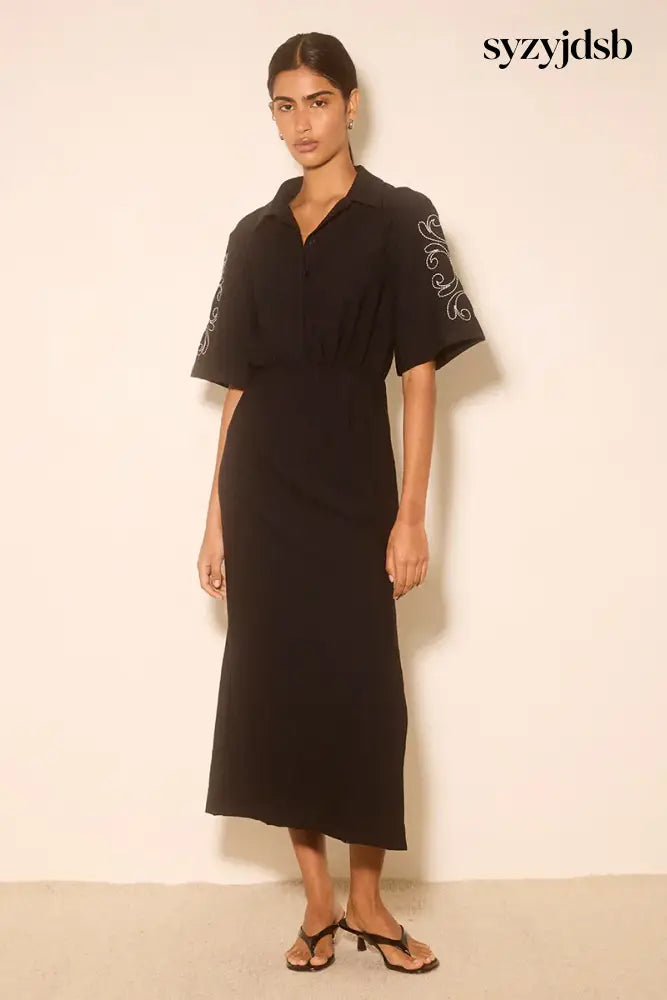 Zahra Embroidered Midi Dress - Dress